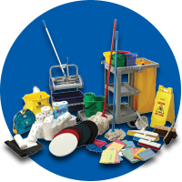 Janitorial Supplies: glass cleaner, jumbo roll toilet tissue, lotion and soap dispensers, seat covers, sponges, spray bottles, urinal blocks, and more! Janitorial Supplies